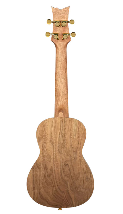 RUAR-BI, modèle Concert, table épicéa avec motif custom, fond & éclisses catalpa, manche nato, motif"oiseaux" satiné