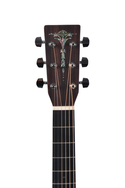 Modèle 00M-1SL-SB, Forme 00, table épicéa massif, f/e acajou, touche micarta, sunburst brillant, gaucher