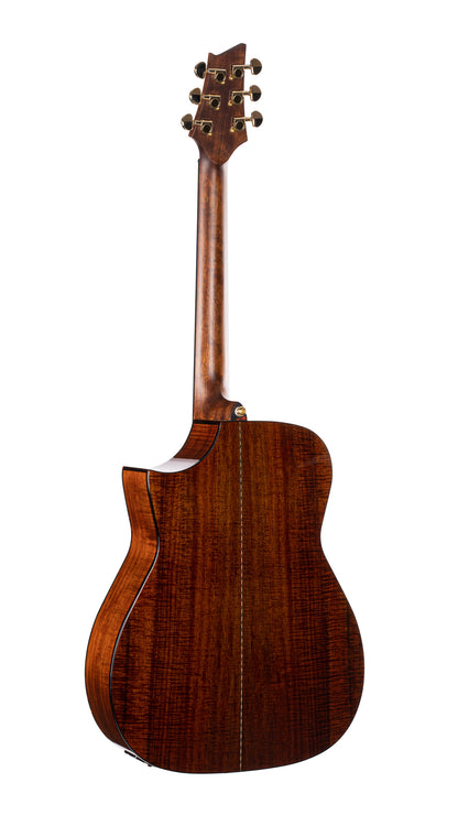 LUXE II, Frank Gambale Signature, forme Concert, table épicéa massif, f/e blackwood flammé, EQ Fishman, naturel brillant