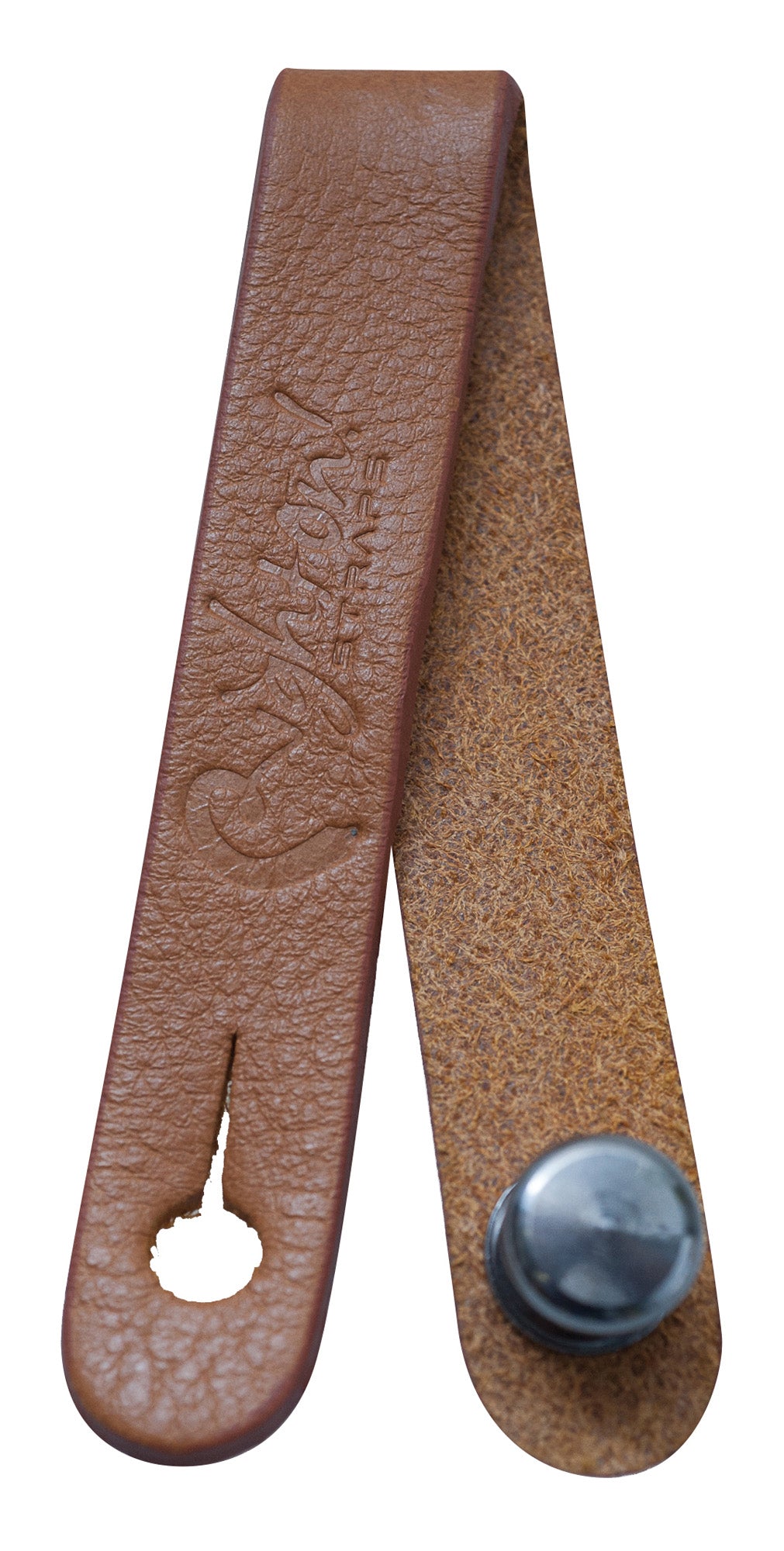 Attache-courroie, cuir, pour guitare ou basse acoustique, se place sous les cordes juste avant le sillet de tête, canyon