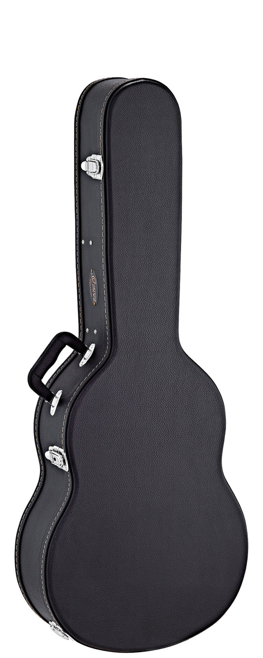Etui pour guitare classique, rembourrage 15 mm, compartiment accessoires, accastillage chromé, poignée robuste, noir