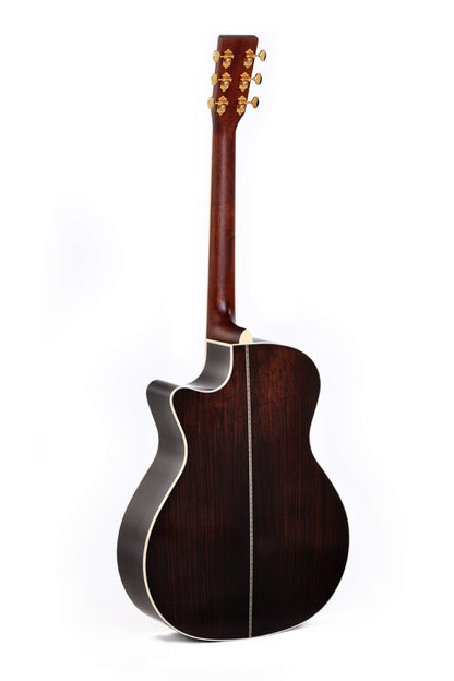 Modèle SGRC-41E, Grand OM pan coupé, table épicéa Sitka massif, f/e palissandre massif, touche ébène, EQ LR Baggs, soft case