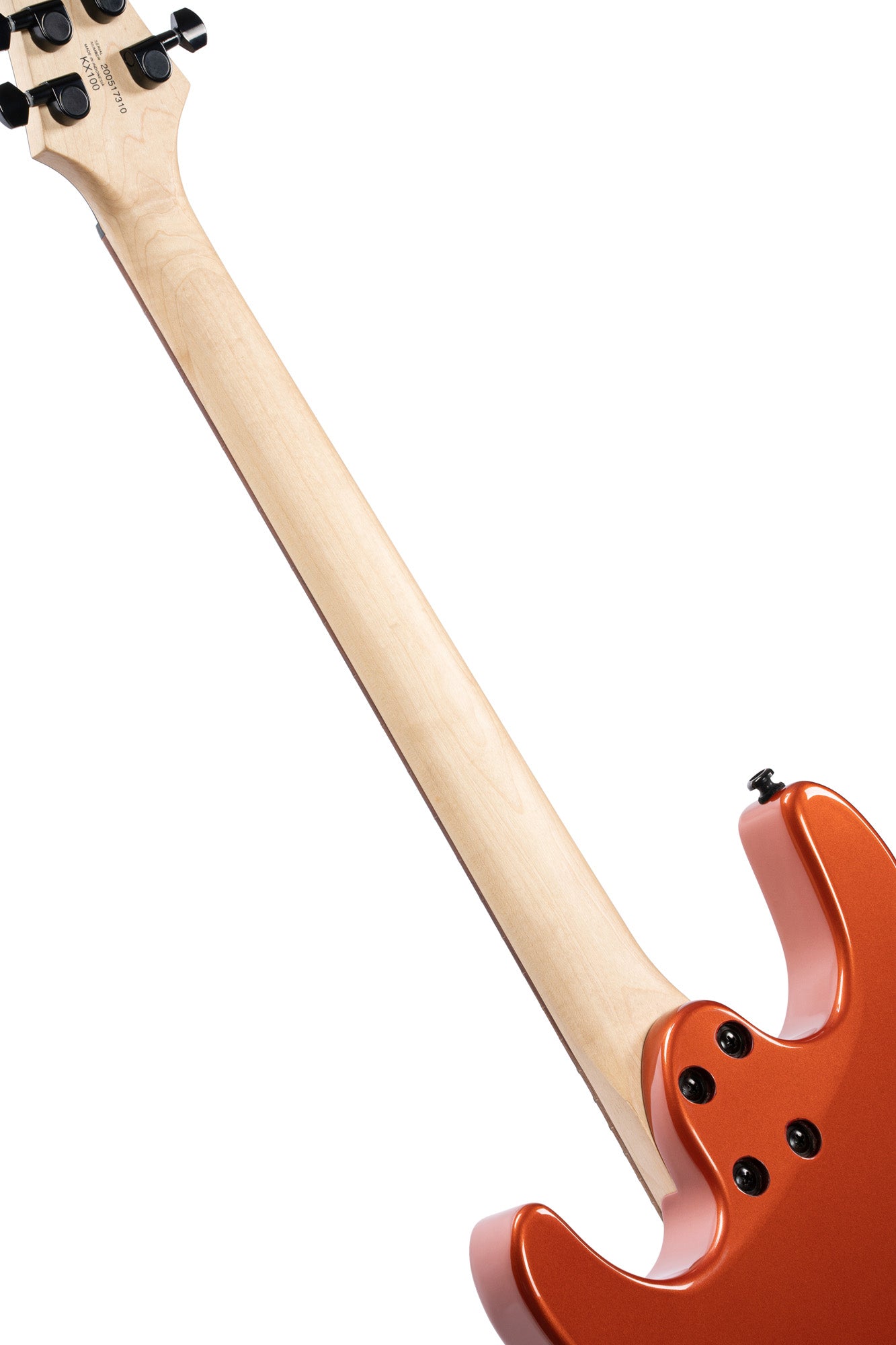 KX100, corps tilleul, manche vissé érable, touche jatoba, 2 micros doubles Powersound, iron oxide