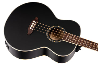 D7E-SBK-4, basse 4 cordes, EQ Ortega MagusPro/B, table épicéa, f/e acajou, manche acajou, noir satiné