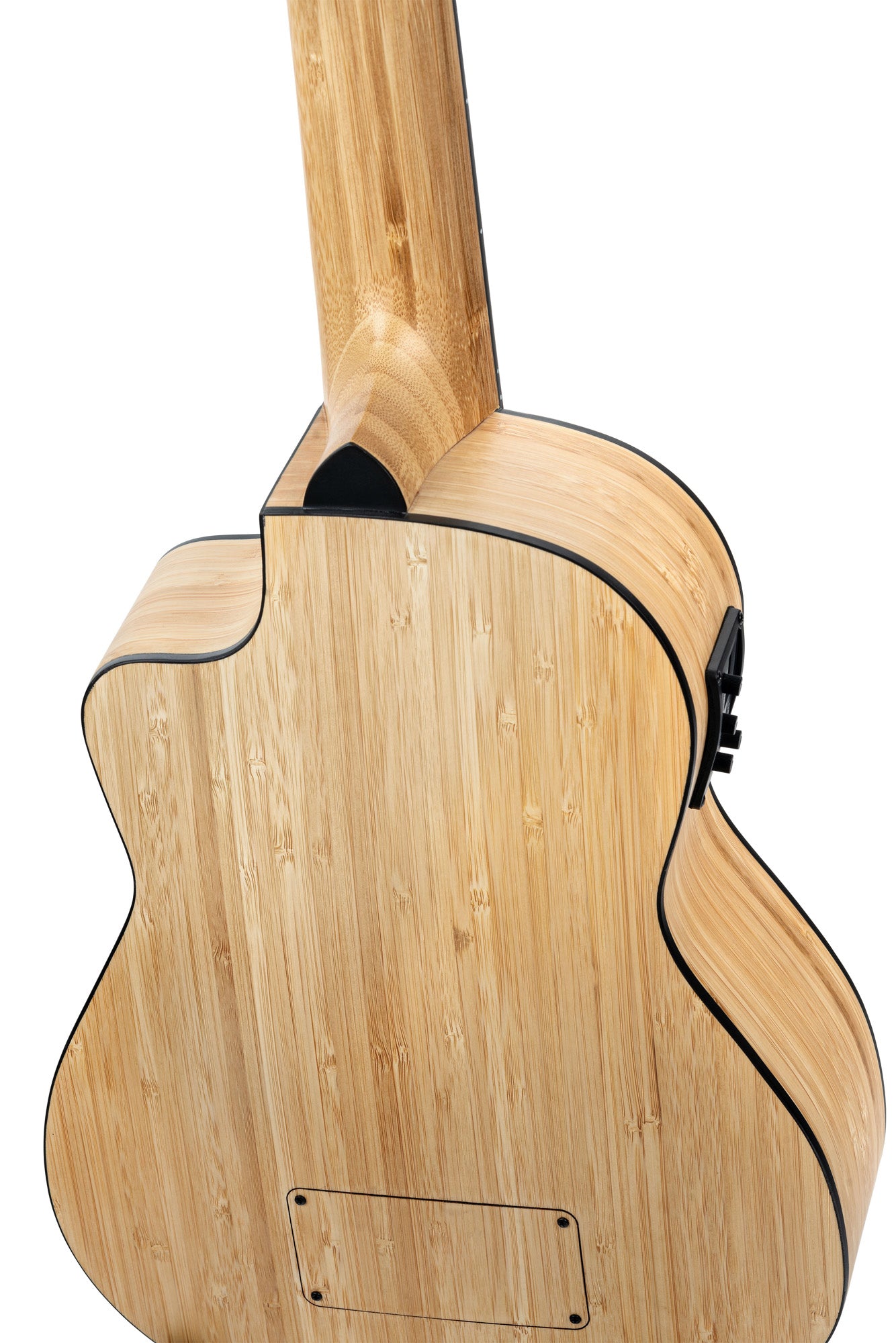 RUNAB-UB, modèle Ukebass, pan coupé, EQ MagusUkePro, table, f/e bambou massif, manche bambou, ouïe en F, housse, naturel satiné