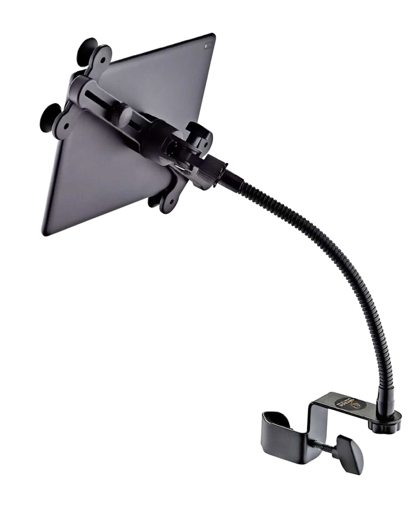 Support tablette version Deluxe, adapté à tous modèles jusqu'à 13", col de cygne robuste permettant toutes les positions, noir