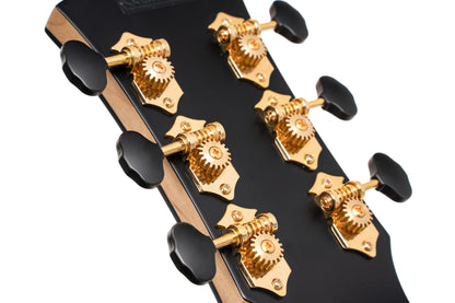 GOLD-PASSION, forme Concert, table épicéa massif torréfié, f/e érable flammé massif AAA, EQ LR Baggs, naturel brillant, étui