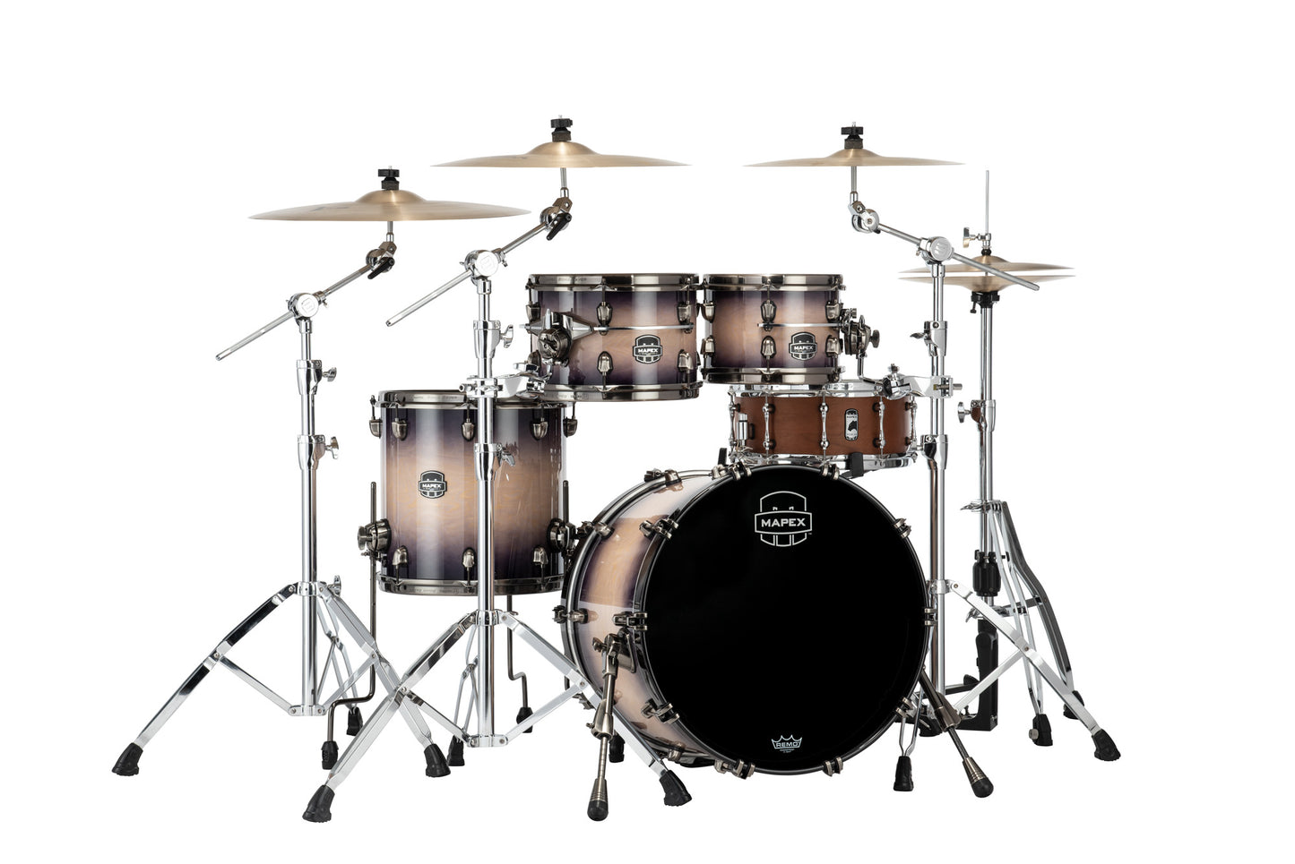 Batterie Mapex Saturn EVOLUTION FUSION, 4 fûts en érable et noyer, sans accessoires, Exotic Violet Burst