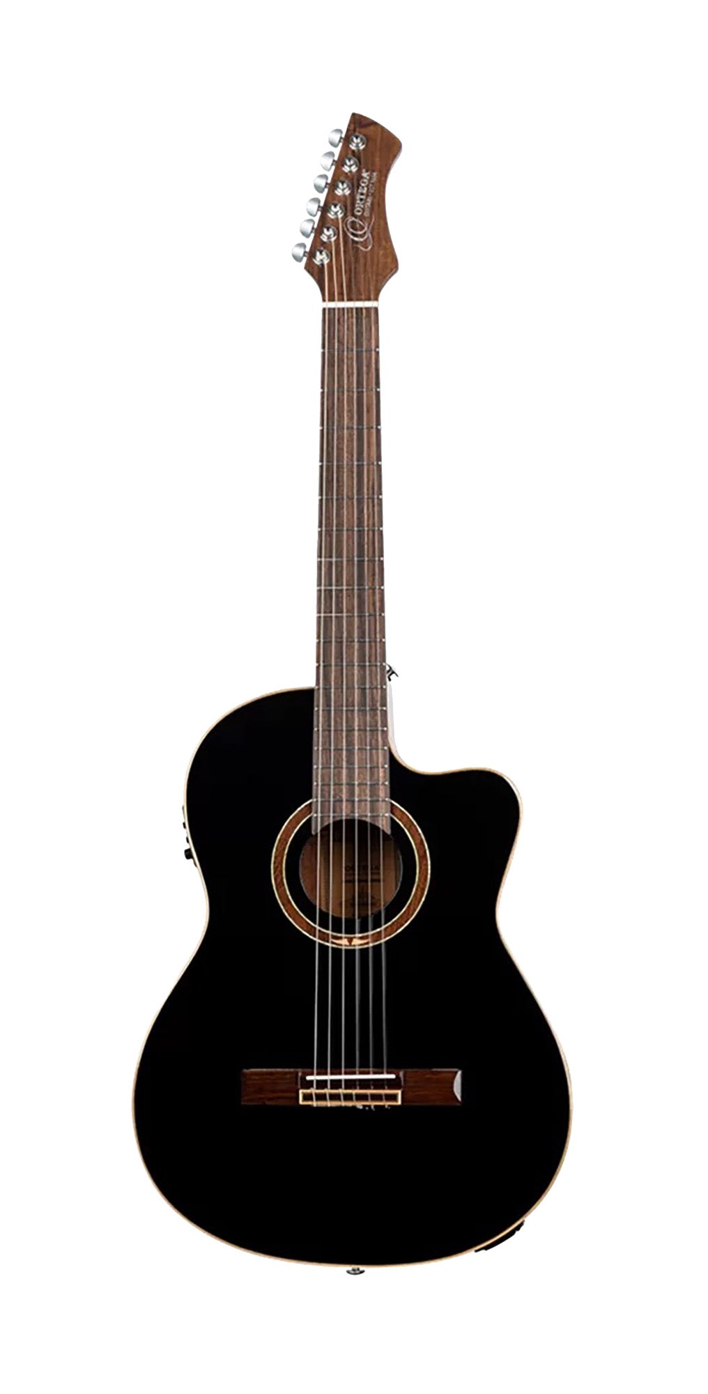 RCE238SN-BKT, Slim Neck, pan coupé, EQ MagusPro, table épicéa massif, manche acajou, sillet 48 mm, housse, noir brillant