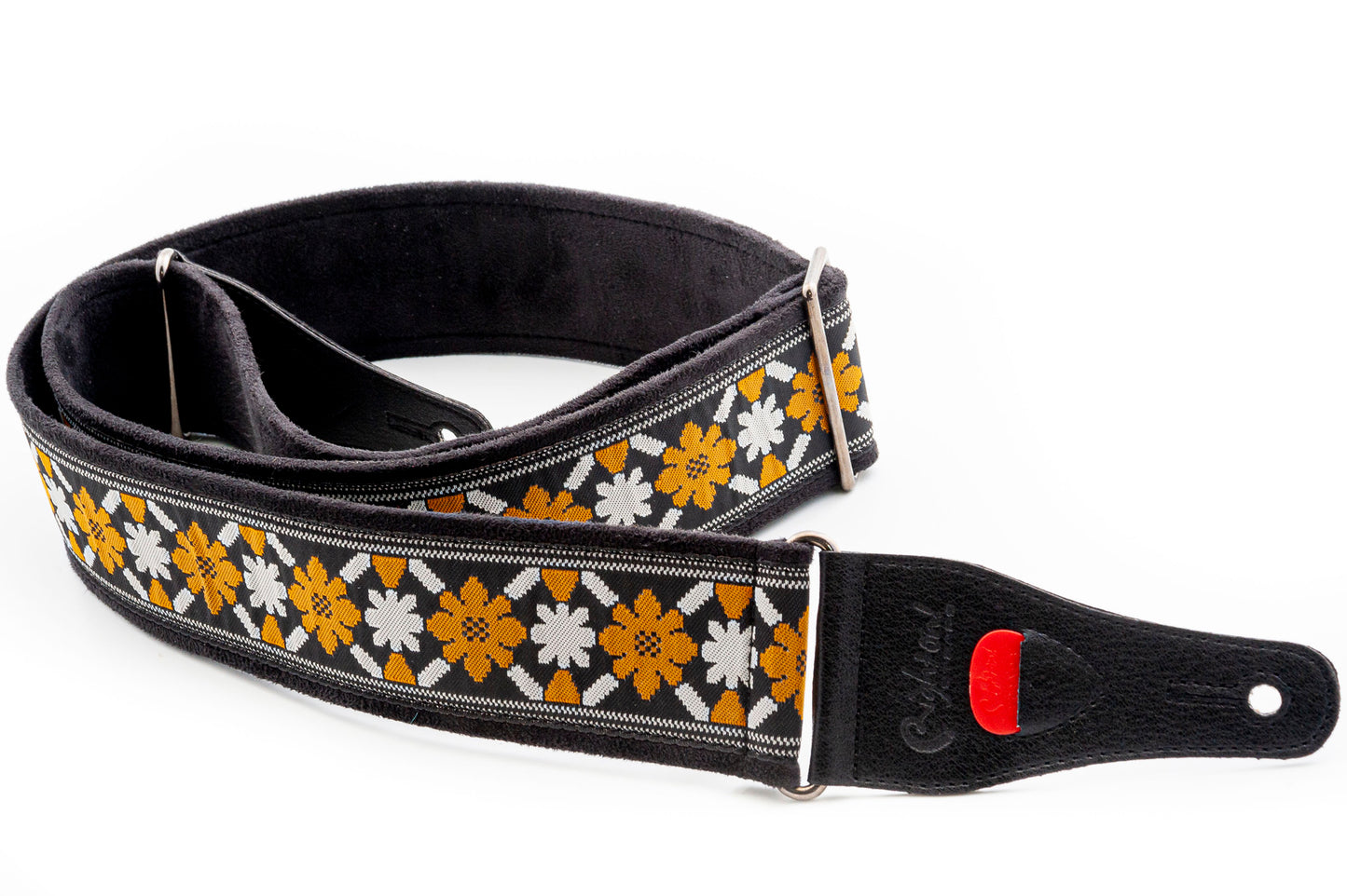 Courroie modèle LEGEND CASINO, tissu Jacquard, largeur 6 cm, longueur 85 à 150 cm, porte-médiators intégré, noir