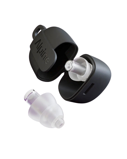 PartyPlug Pro, deux bouchons d'oreilles universels thermoplastiques, atténuation 21 dB, 3 embouts, étui, transparent