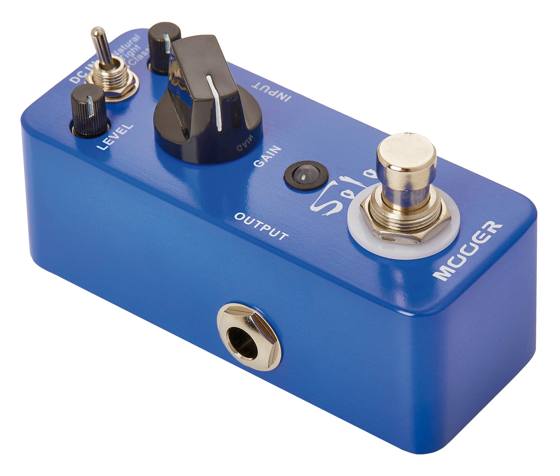 Pédale SOLO, distorsion hi-gain spécial solos à 3 modes (Natural/Tight/Classic), boîtier métal, true bypass, bleu