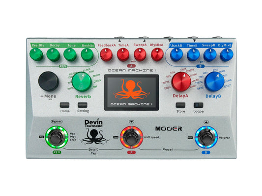 Pédale OCEAN MACHINE II, délai/réverb/looper, modèle Signature Devin Townsend, gris
