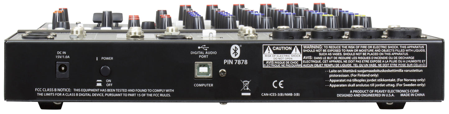 Table de mixage 10 canaux, 4 préamplis micro XLR/Jack, EQ 3 bandes, Bluetooth, effets numériques, entrée guitare Hi-Z, noir