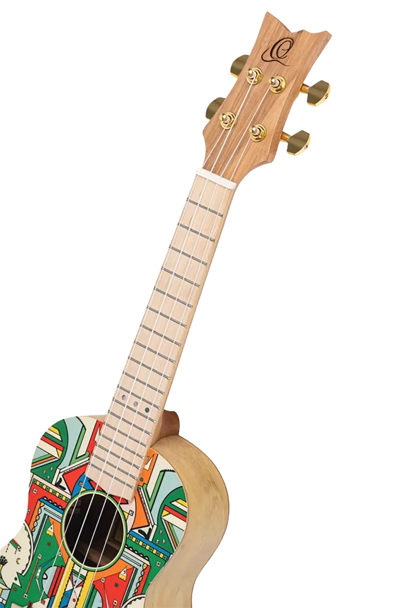 RUAR-HY, modèle Concert, table épicéa avec motif custom, fond & éclisses catalpa, manche nato, motif"Himalaya" satiné