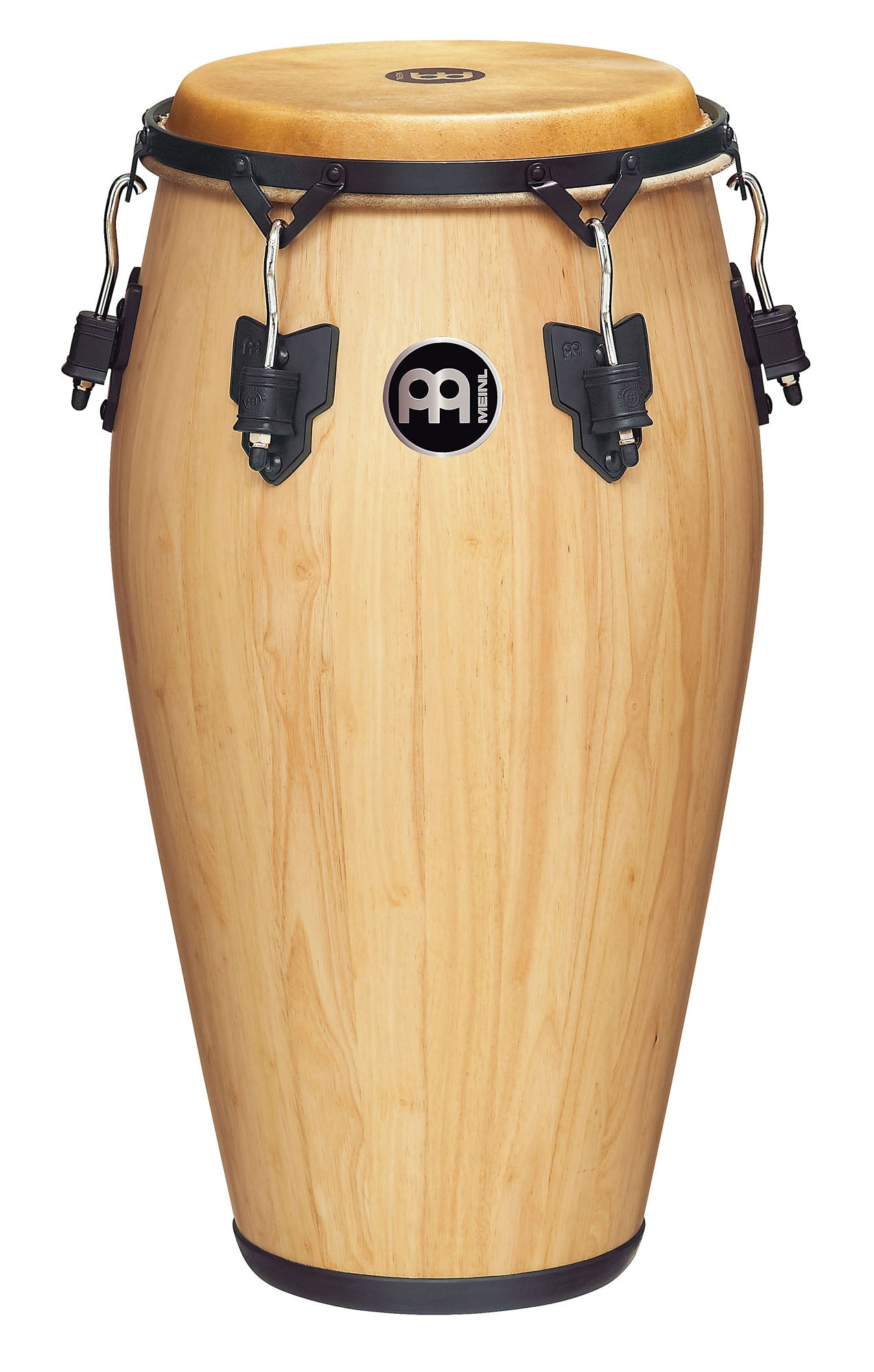 Conga 11"3/4, 2 plis hévéa, 76 cm, peau buffle, cercle TTR 5mm, accast. noir avec protec, sans pied, Natural mat