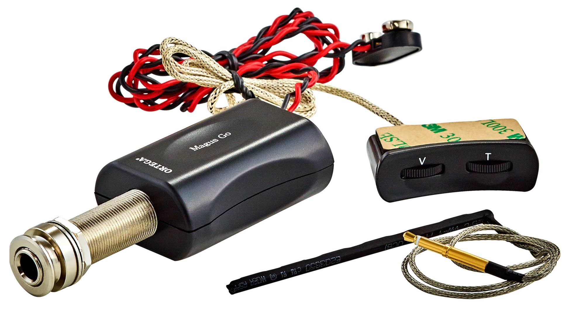 Préampli MagusGO avec capteur piezo, pour guitares et basses acoustiques, noir