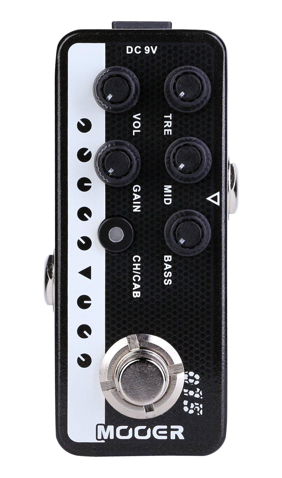 Pédale BROWN SOUND, préampli numérique type ampli signature VH V1, deux canaux, EQ 3 bandes par canal, noir et blanc