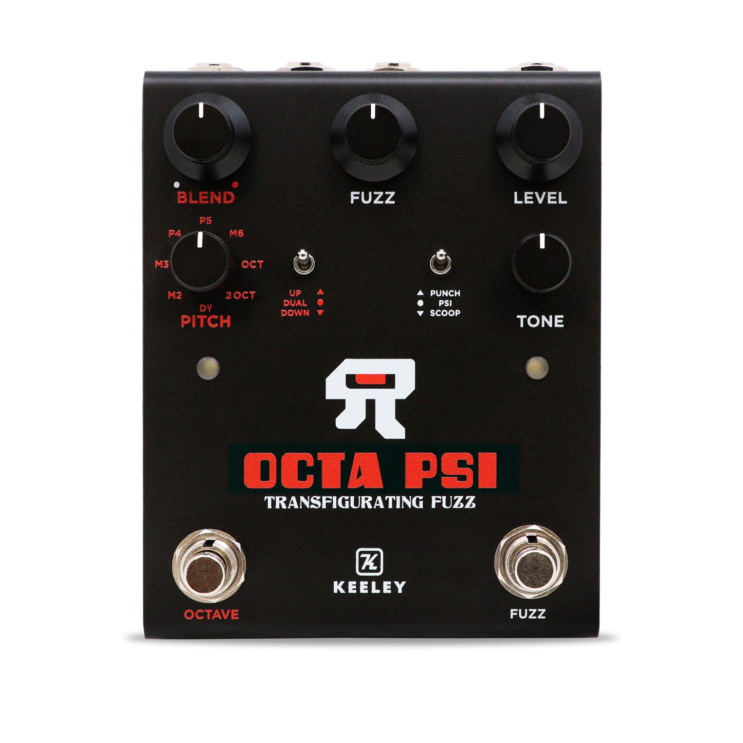Pédale OCTA PSI, octaver et pitch-shifter combiné à un fuzz analogique, noir