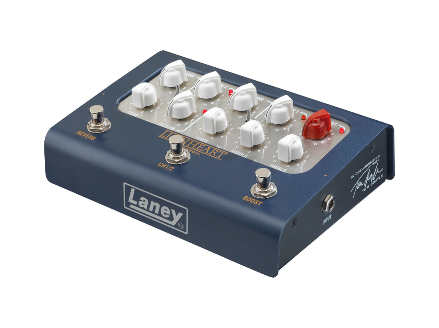 Ampli BCC-LOUDPEDAL-LTQ 60W, 2 canaux, égalisation 3 bandes, switch Boost, Reverb, Tone, sortie DI, avec alimentation 24V, bleu