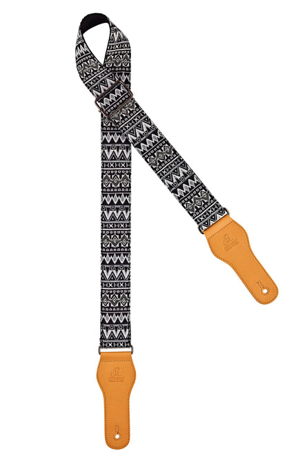 Courroie guitare, 100% coton, extrémités simili cuir, largeur 4.9 cm, longueur jusqu'à 158 cm, icelander