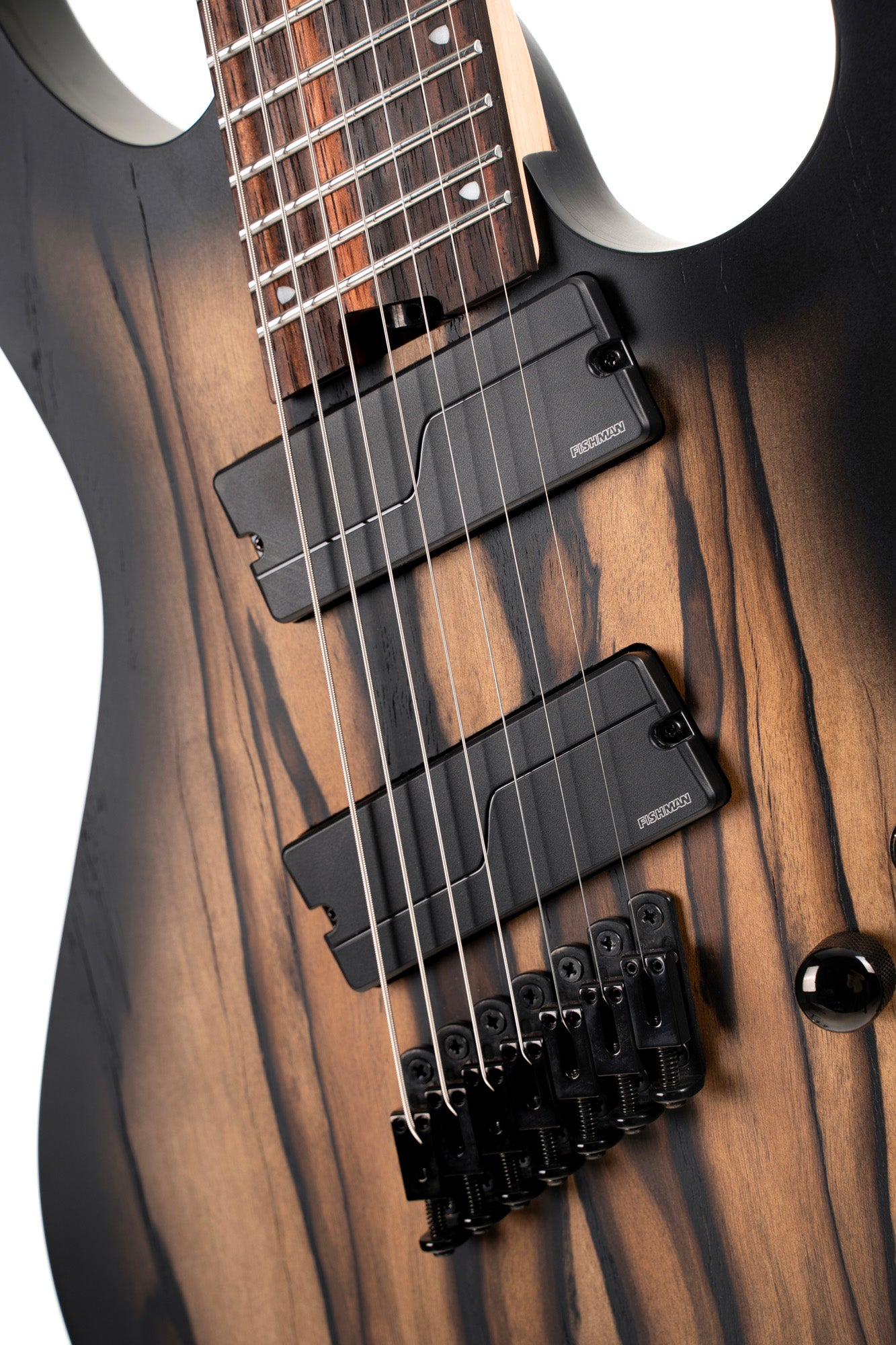 KX507MS, modèle 7 cordes, corps acajou, table ébène"Pale Moon", touche ébène de Macassar, Fishman Fluence, natural black burst