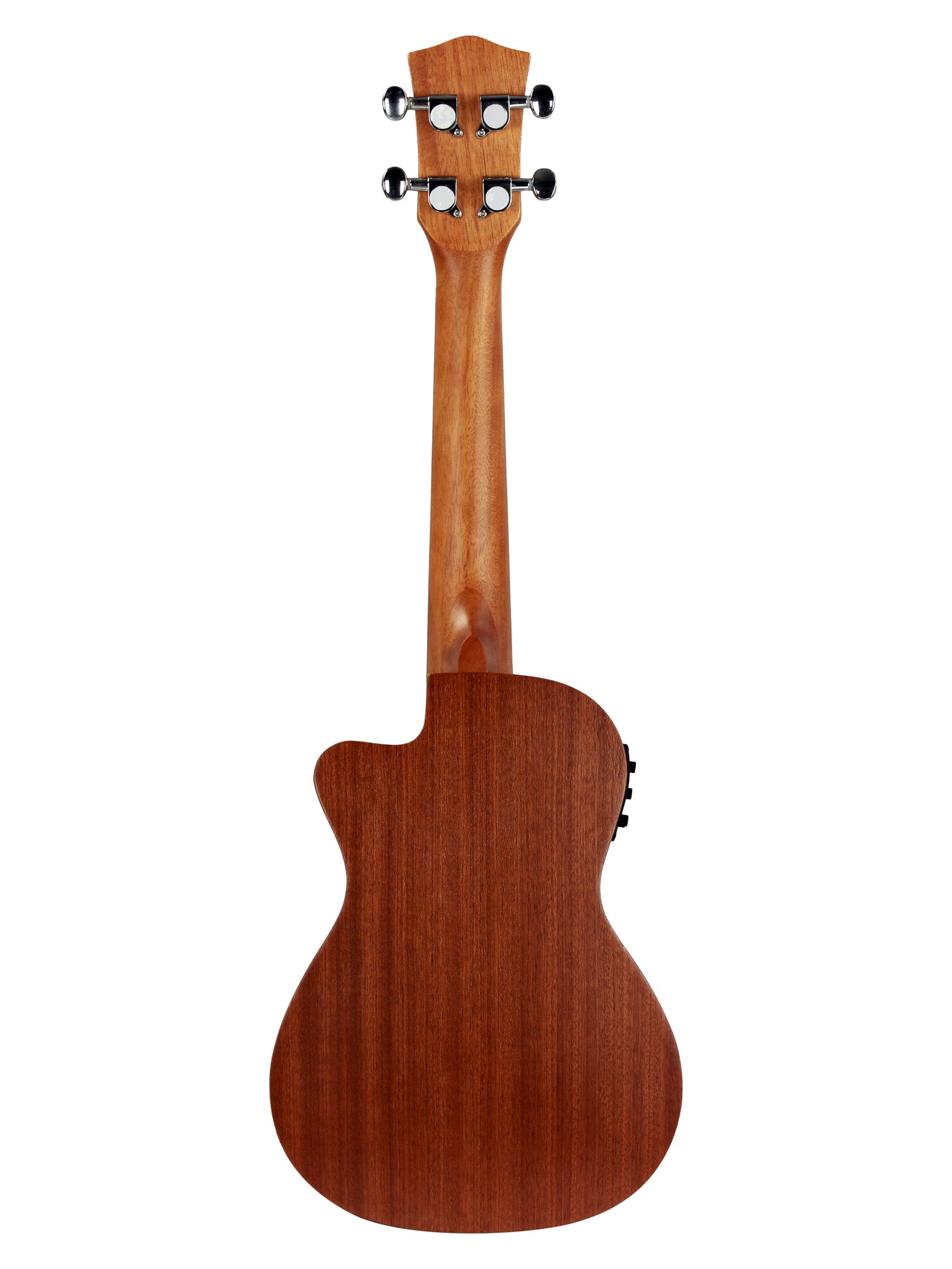 Ukulélé Concert, pan coupé, table sapele, fond & éclisses sapele, rosace gravée, préampli EQ-7B, housse, naturel