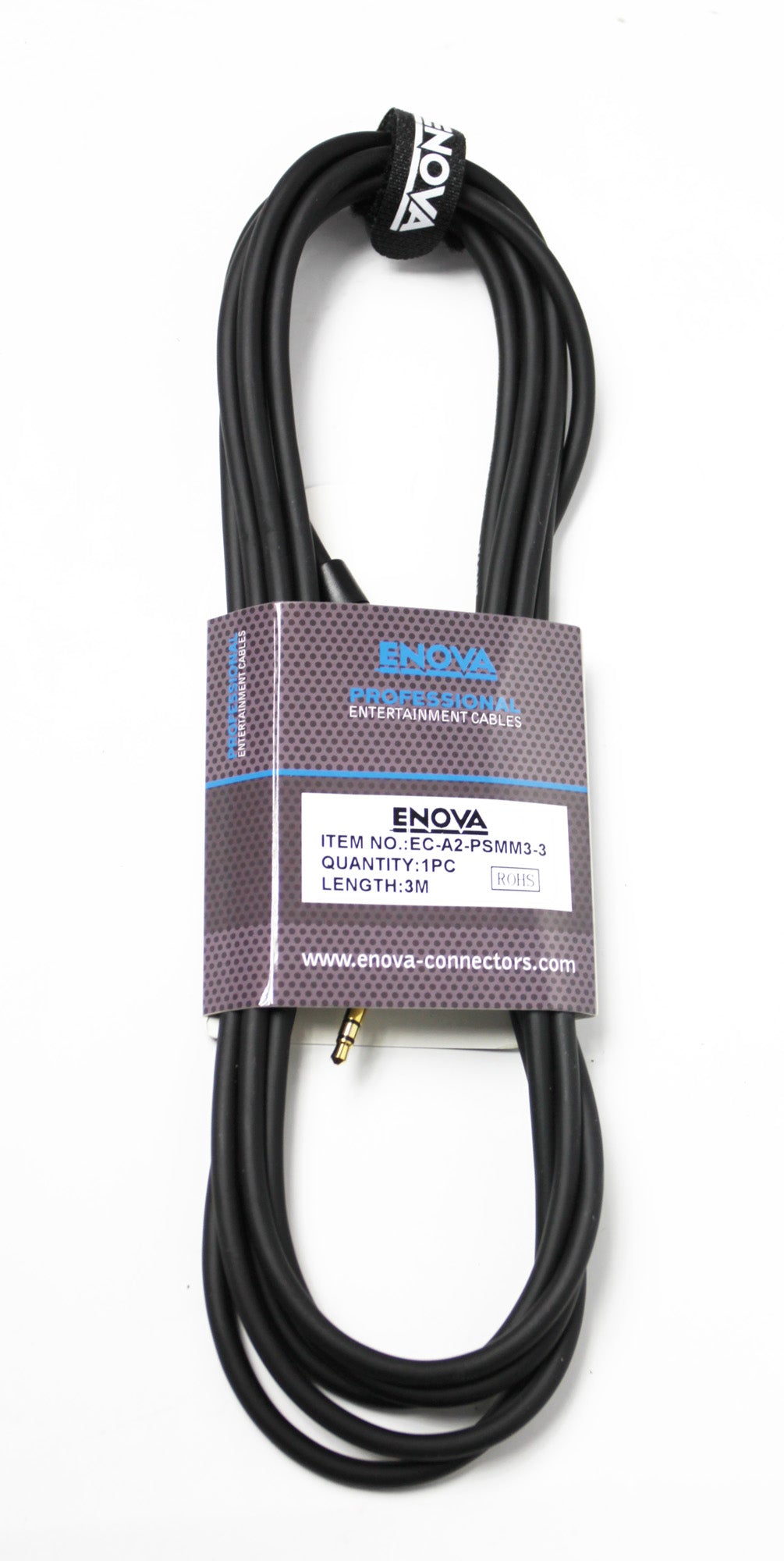 Câble patch Mini Jack stéréo/Mini Jack stéréo, 3 mètres, noir