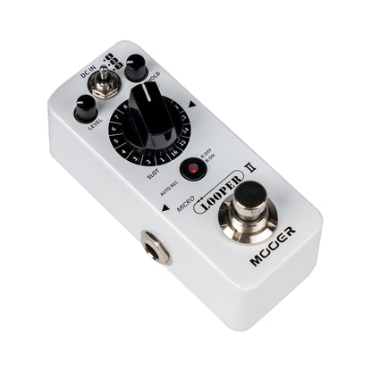 Pédale MICRO LOOPER II, looper, 48 emplacements permettant jusqu'à 10 minutes d'enregistrement chacun, blanc