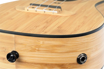 RUNAB-CC, modèle Concert, pan coupé, EQ MagusUke, table bambou massif, f/e bambou massif, manche bambou, housse, naturel satiné