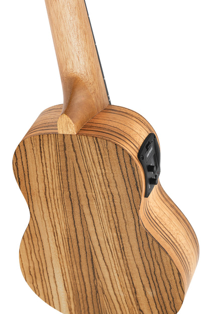 RFU10ZE, modèle Soprano, EQ MagusUke, table zebrawood, f/e zebrawood, manche acajou, housse, naturel satiné