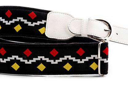 Courroie modèle LEGEND GET BACK, tissu, extrémités 100% synthétique, largeur 6 cm, longueur 85 à 150 cm, noir et blanc