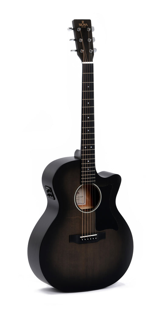 Modèle GMC-STE-BKB, Grand OM pan coupé, table épicéa massif, f/e acajou, touche micarta, EQ Fishman, noir dégradé satiné