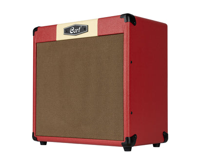 Ampli guitare 30W, 1x 10", 2 canaux, égaliseur 3 bandes, réverb, entrée Bluetooth, entrée CD/MP3 mini-Jack, rouge