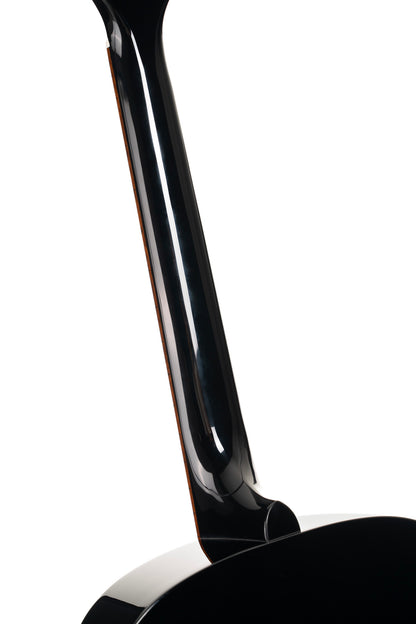 L60, forme Orchestra Model, table épicéa massif, fond & éclisses acajou, touche laurier, noir brillant