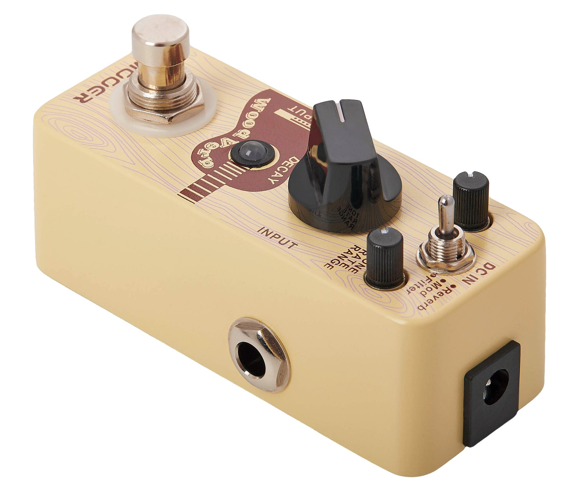 Pédale WOODVERB, réverb numérique pour guitare acoustique 3 modes, boîtier métal, true bypass, imitation bois