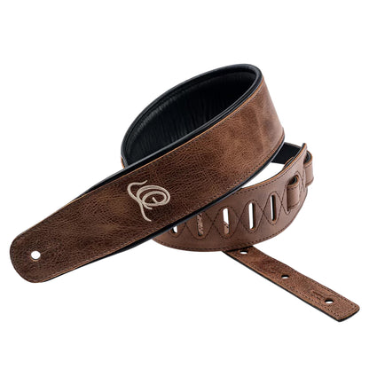 OSCL-7, courroie guitare, série Classic, face cuir, dos PVC (vegan), largeur 7 cm, longueur 145 cm, vintage cognac