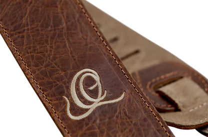 OSSU-50, courroie guitare, série Suede, face et dos cuir suédé, largeur 6 cm, longueur de 92 à 145 cm, vintage malt