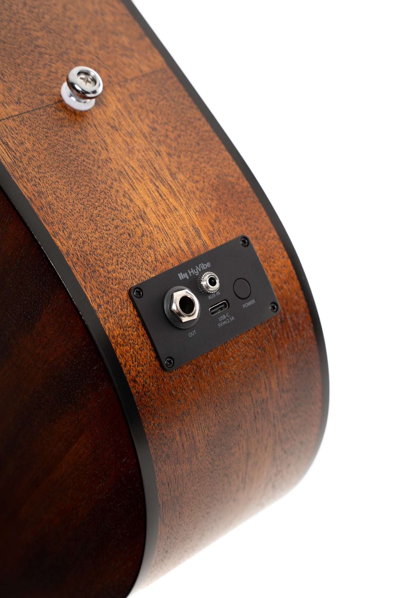 Earth Go, modèle Dreadnought 3/4, table épicéa massif, fond & éclisses acajou, HyVibe 2,  housse, naturel pores ouverts