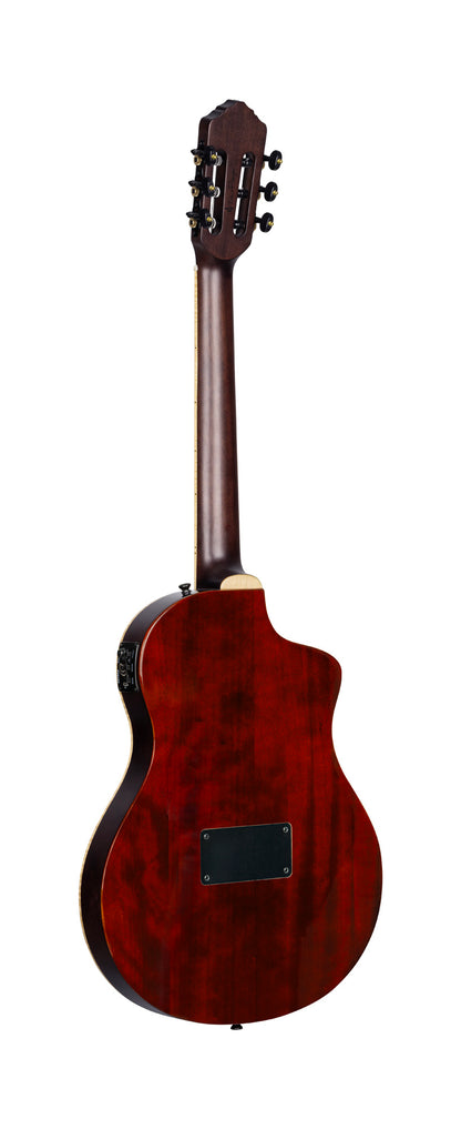 RTPDLX-ACA, modèle TourPlayer gaucher, EQ Magus X, corps okoumé, table acacia, sillet 48 mm, housse, dégradé brillant