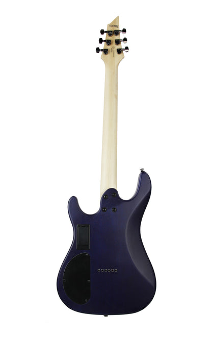 KX300, corps acajou, table érable figuré, manche vissé érable, touche jatoba, micros EMG RetroActive, cobalt burst pores ouverts