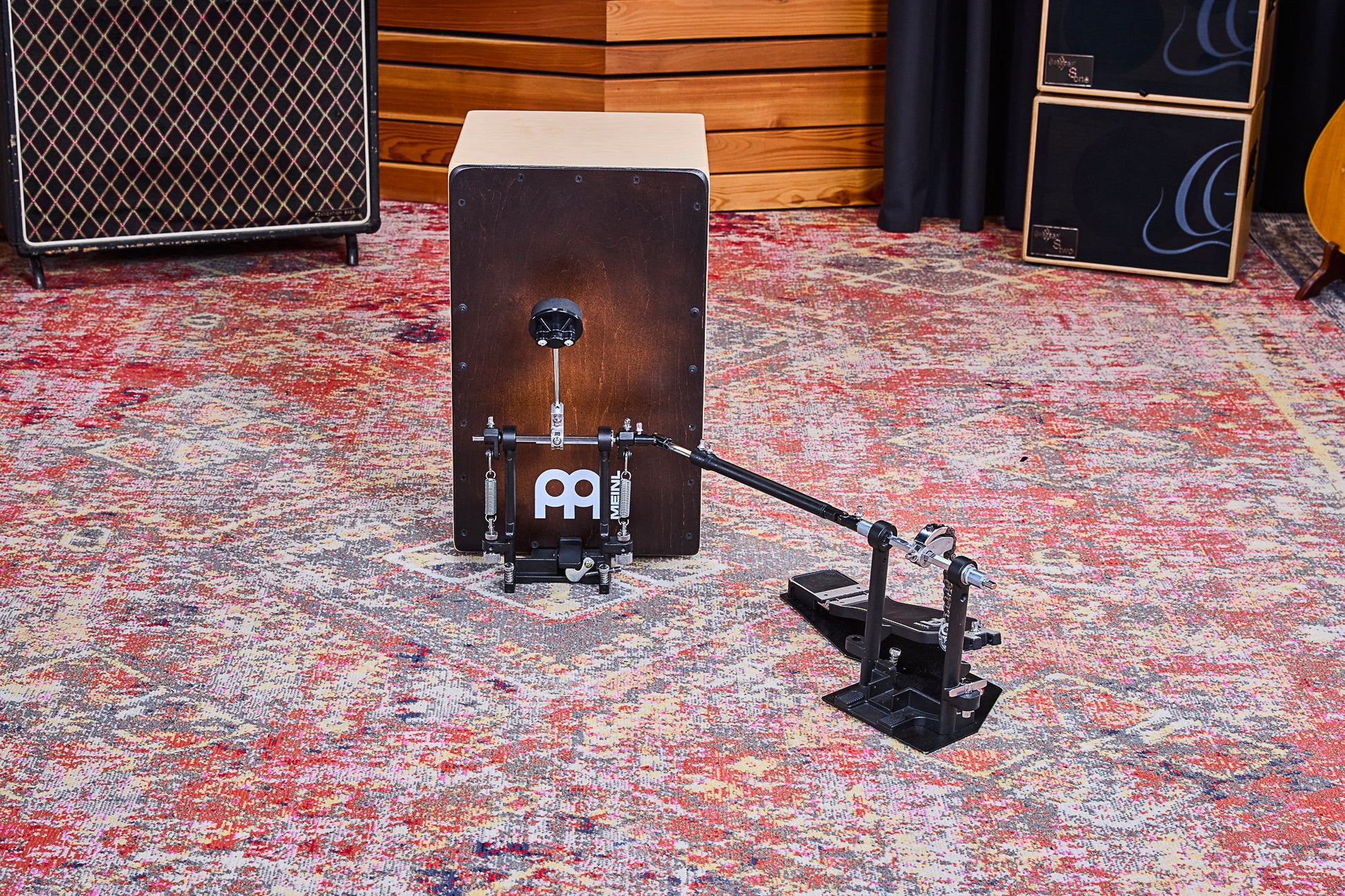 Pédale Cajon Professionnelle repositionnable, batte en mousse, tension de ressort ajustable, noir