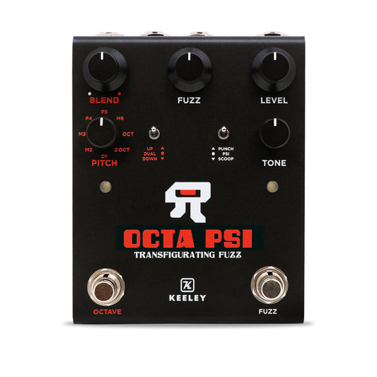 Pédale OCTA PSI, octaver et pitch-shifter combiné à un fuzz analogique, noir