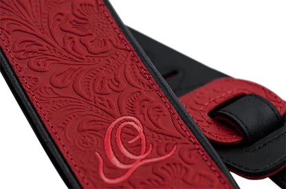 OSBY-3, courroie guitare, série Byzantine, face cuir, dos PVC (vegan), largeur 7 cm, longueur 145 cm, byzantine fire