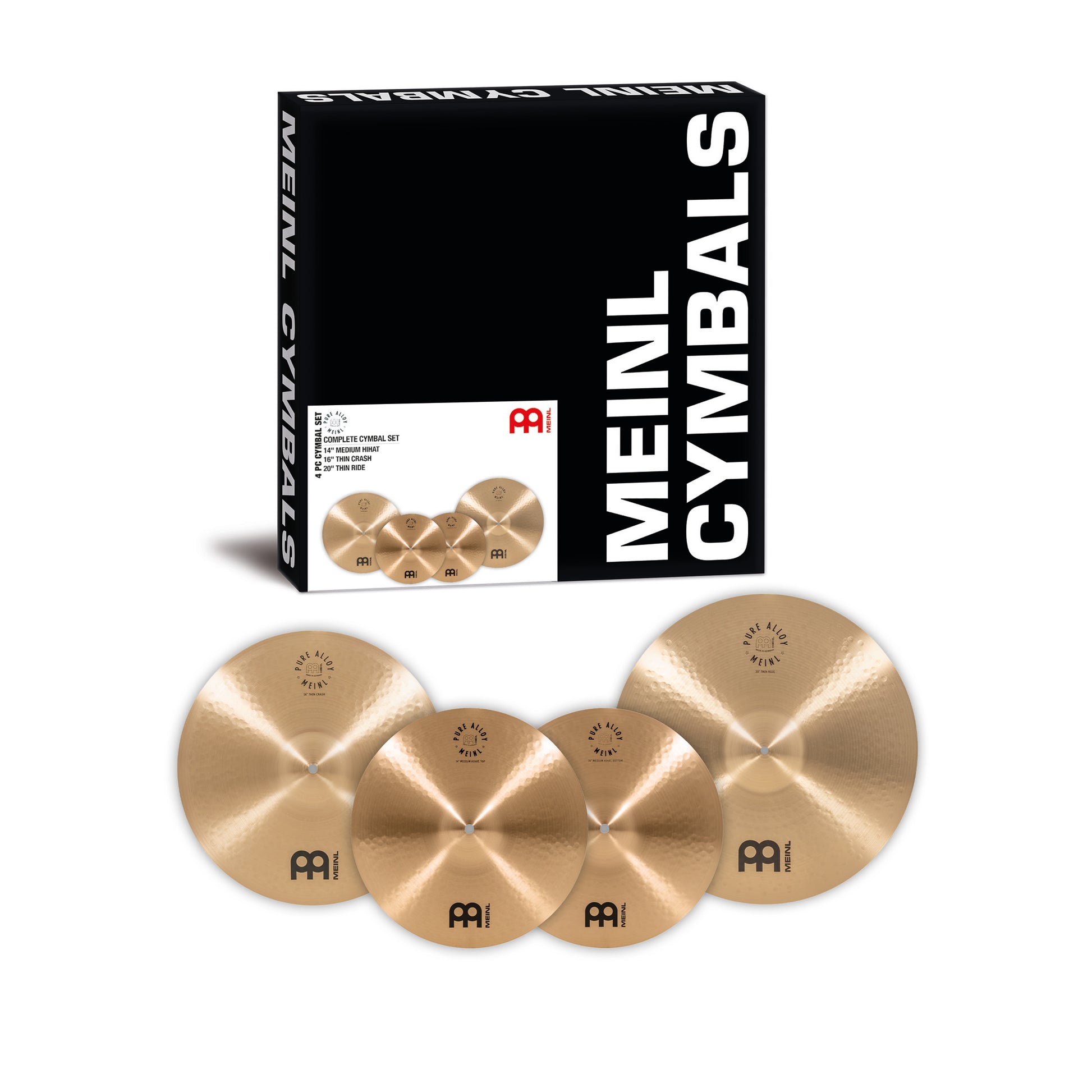 Pack de cymbales complet Meinl Pure Alloy 14"16"20" bronze Pure Alloy fini traditional