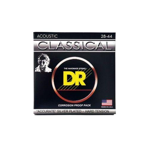 DR Classical Nylon Silver-Plated Classical Guitar Strings, Hard Tension 28-44