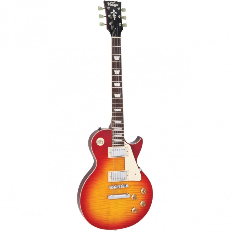 Vintage V100CS elektrische gitaar, heruitgave in Cherry Sunburst.